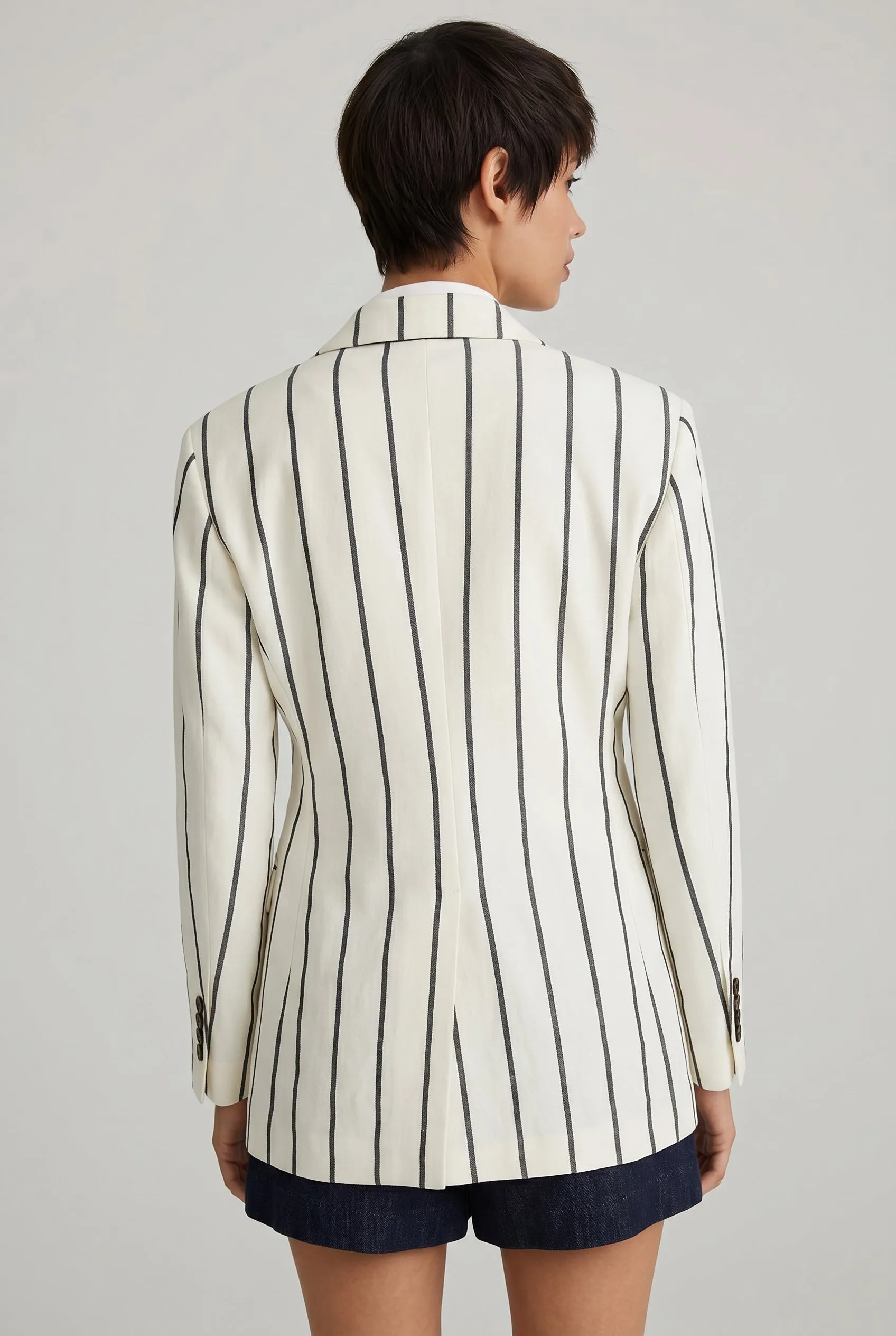 BRUNELLO CUCINELLI WOMEN'S WHITE STRIPED LINEN BLAZER sold by Lord & Taylor product image thumbnail 4