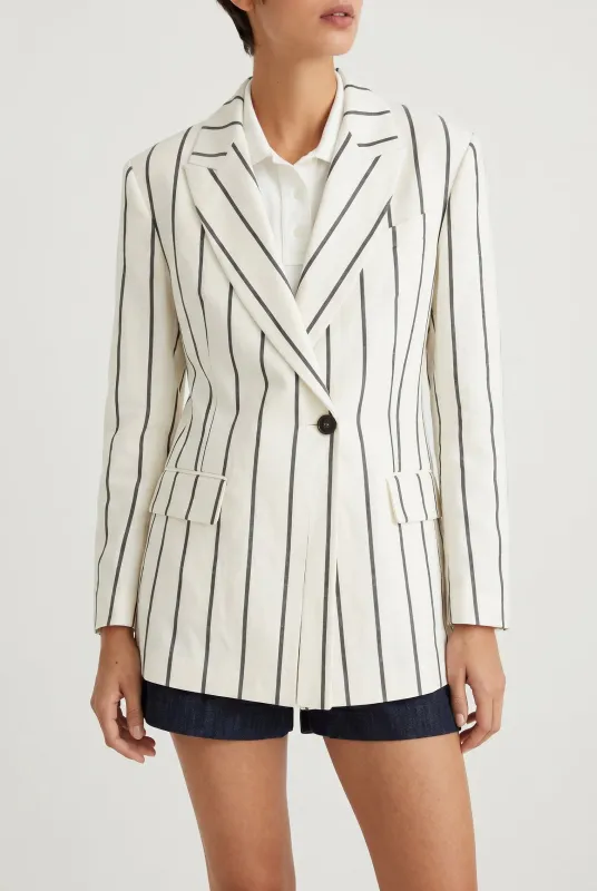 BRUNELLO CUCINELLI WOMEN'S WHITE STRIPED LINEN BLAZER made by Brunello Cucinelli