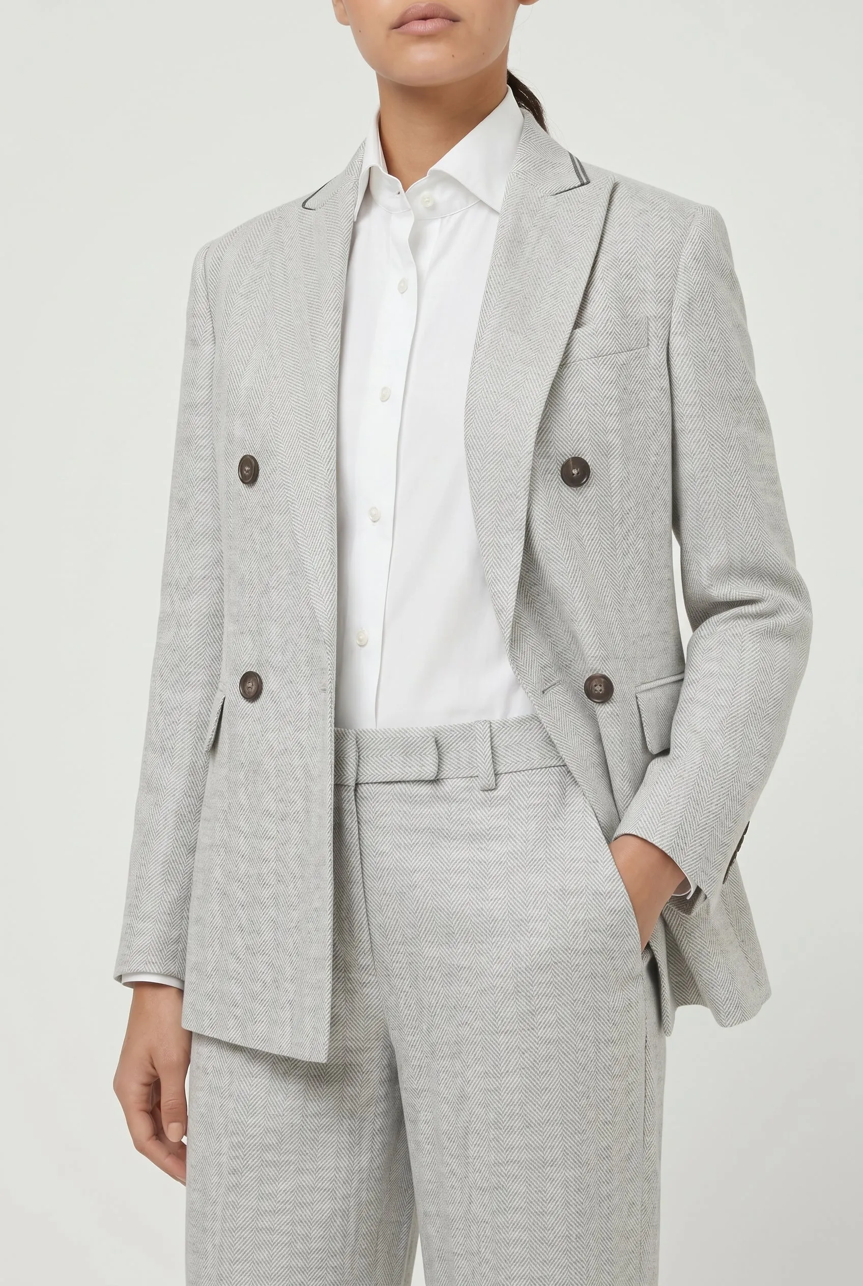 BRUNELLO CUCINELLI WOMEN'S LIGHT GREY LINEN BLAZER sold by Lord & Taylor product image thumbnail 3