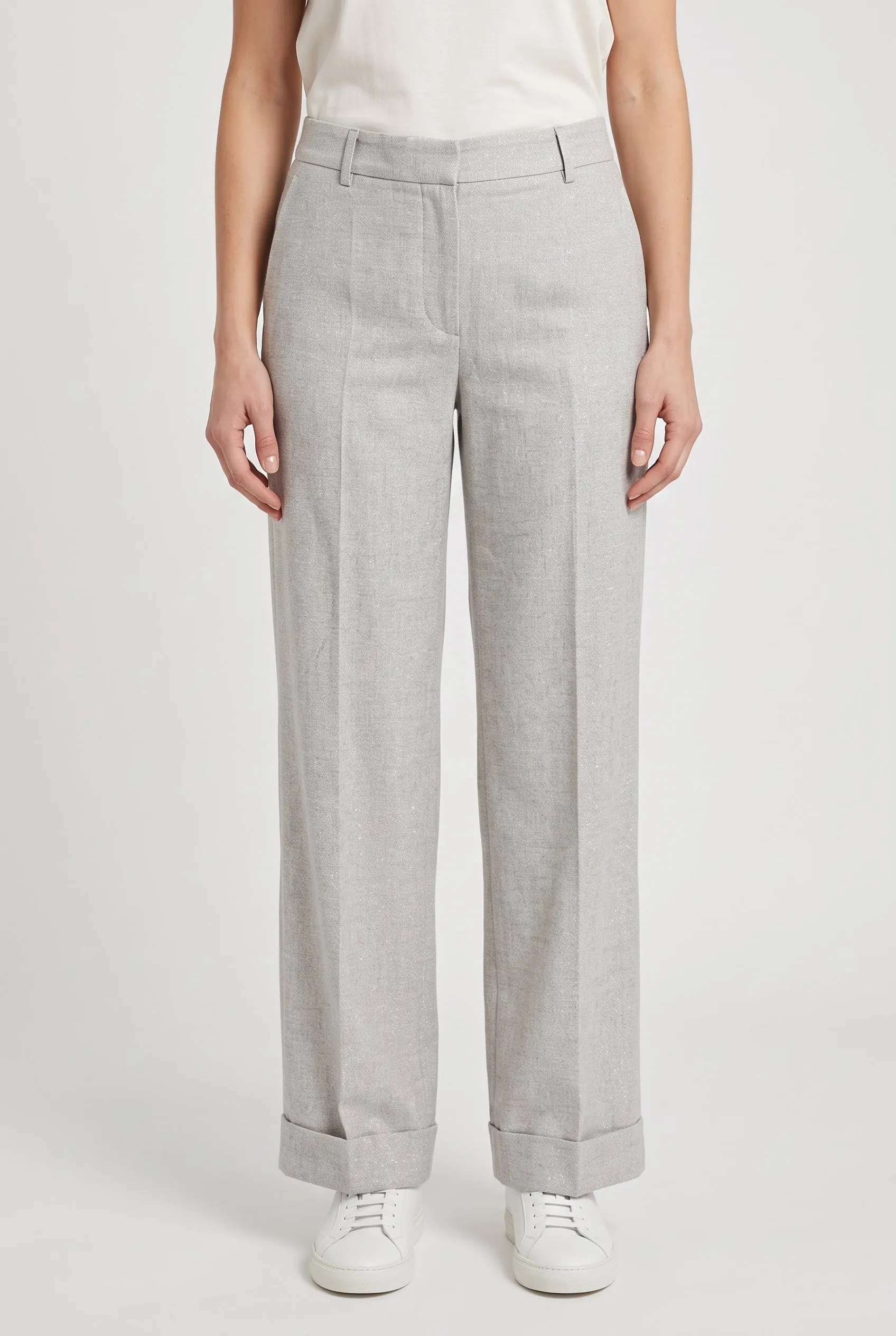 BRUNELLO CUCINELLI WOMEN'S LIGHT GREY LINEN TROUSERS sold by Lord & Taylor