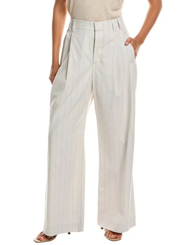 BRUNELLO CUCINELLI WOMEN'S OFF WHITE WIDE LEG TROUSERS made by Brunello Cucinelli
