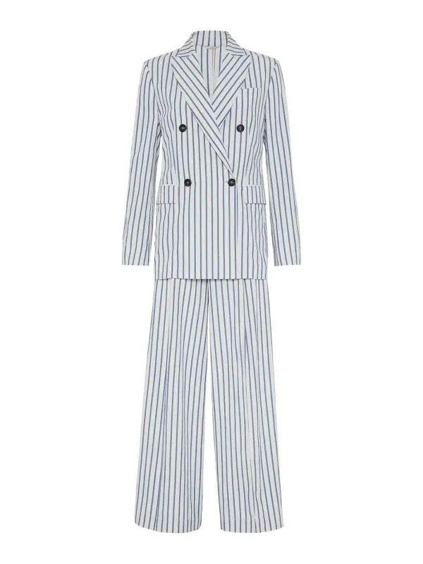 BRUNELLO CUCINELLI WOMEN'S WHITE STRIPED TAILORED BLAZER made by Brunello Cucinelli