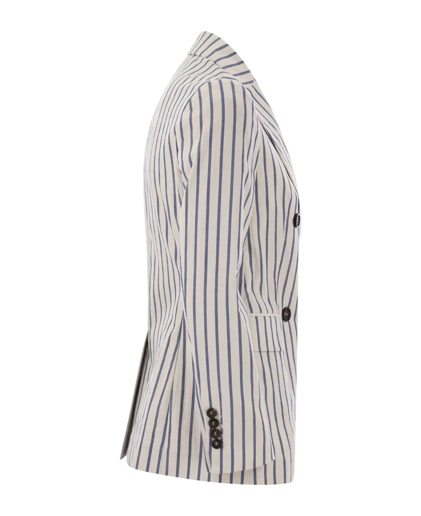 BRUNELLO CUCINELLI WOMEN'S WHITE STRIPED DOUBLE BREASTED JACKET sold by Lord & Taylor product image thumbnail 3