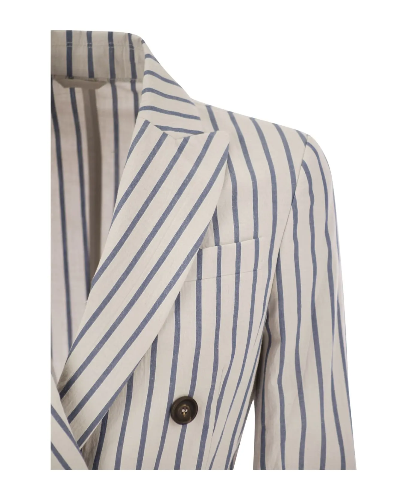 BRUNELLO CUCINELLI WOMEN'S WHITE STRIPED DOUBLE BREASTED JACKET sold by Lord & Taylor product image thumbnail 4