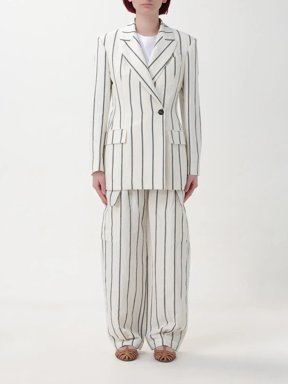 BRUNELLO CUCINELLI WOMEN'S PANAMA STRIPED LINEN COTTON BLAZER sold by Lord & Taylor product image thumbnail 4