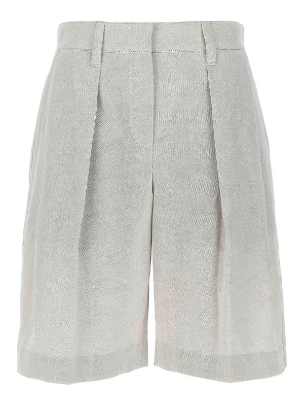BRUNELLO CUCINELLI WOMEN'S LIGHT BEIGE LINEN BLEND SHORTS sold by Lord & Taylor