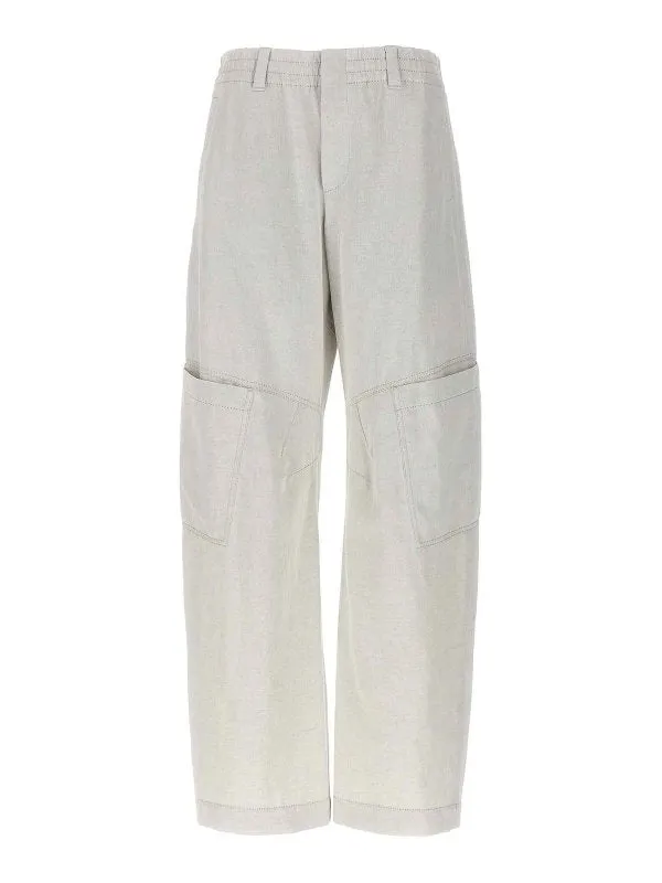 BRUNELLO CUCINELLI WOMEN'S GESSO COTTON LINEN WIDE LEG TROUSERS made by Brunello Cucinelli