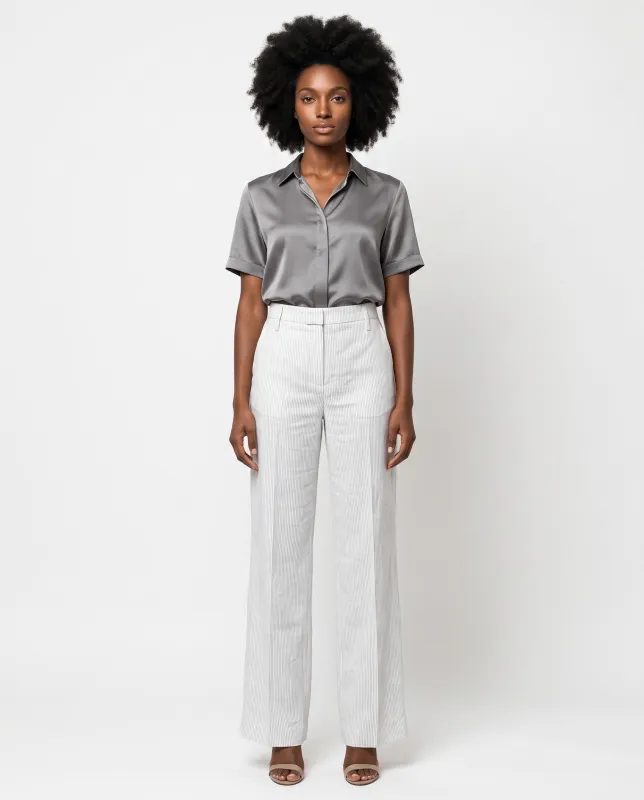 BRUNELLO CUCINELLI WOMEN'S OFF WHITE LINEN TROUSERS made by Brunello Cucinelli