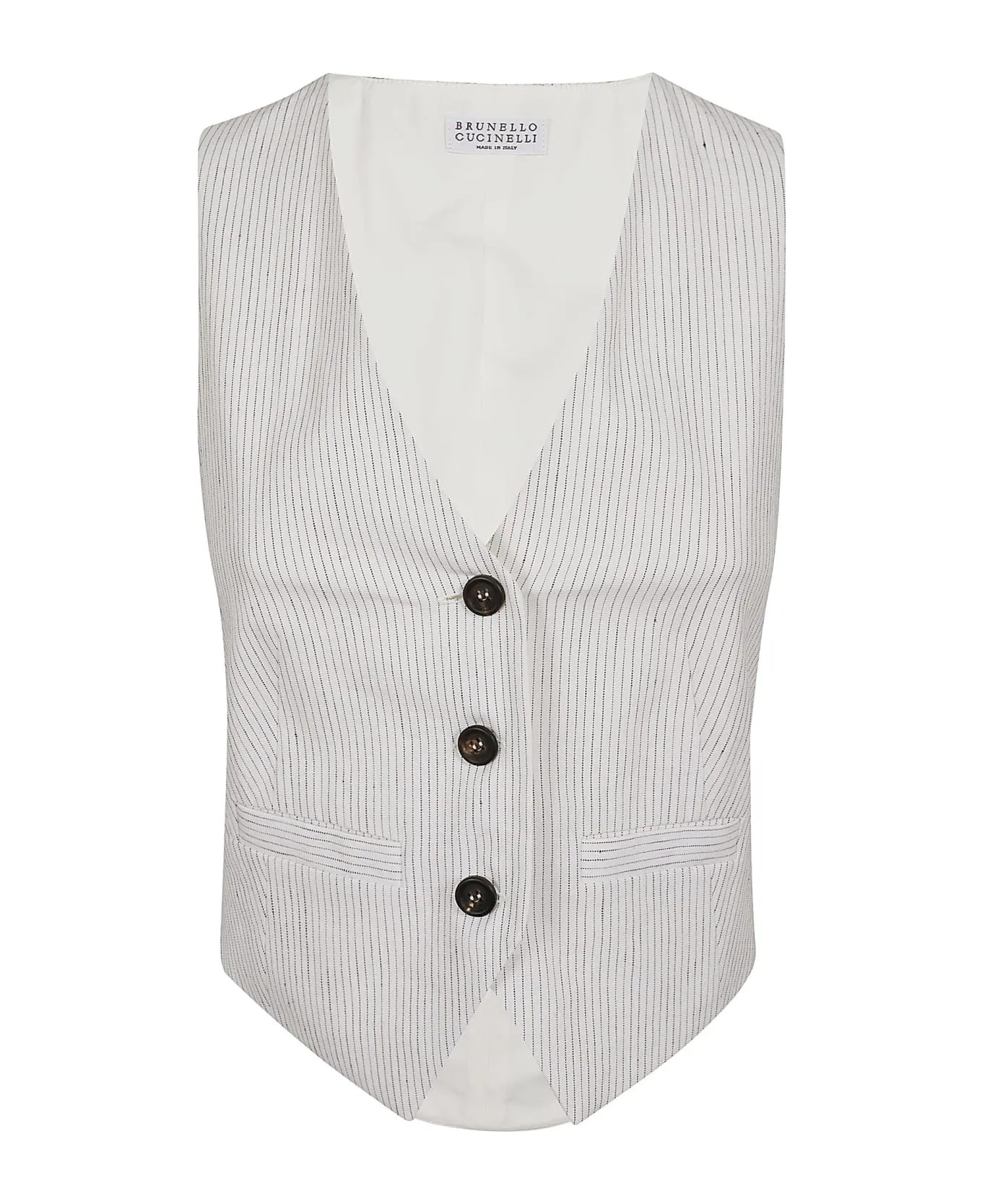 BRUNELLO CUCINELLI WOMEN'S WHITE STRIPED TAILORED VEST sold by Lord & Taylor product image thumbnail 5