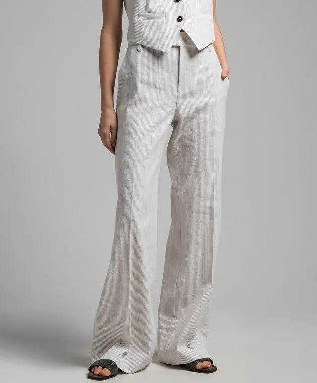 BRUNELLO CUCINELLI WOMEN'S WHITE STRIPED LINEN COTTON TROUSERS sold by Lord & Taylor product image thumbnail 3