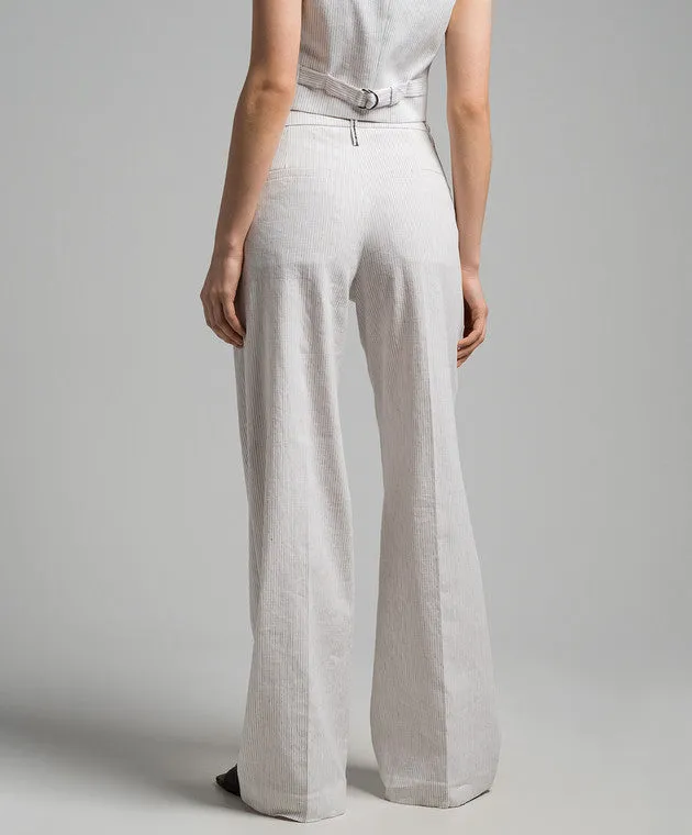 BRUNELLO CUCINELLI WOMEN'S WHITE STRIPED LINEN COTTON TROUSERS sold by Lord & Taylor product image thumbnail 4