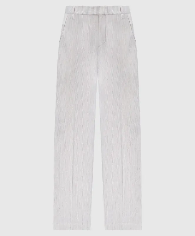 BRUNELLO CUCINELLI WOMEN'S WHITE STRIPED LINEN COTTON TROUSERS made by Brunello Cucinelli