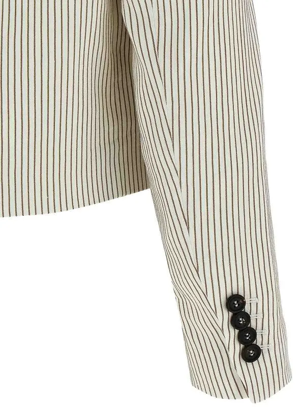 BRUNELLO CUCINELLI WOMEN'S IVORY STRIPED CROPPED JACKET sold by Lord & Taylor product image thumbnail 4