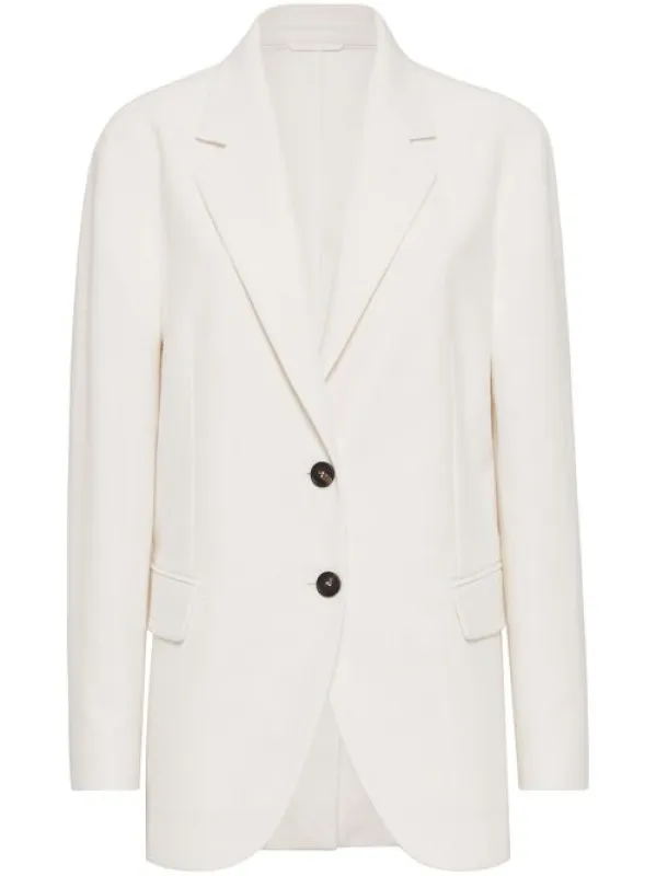 BRUNELLO CUCINELLI WOMEN'S OFF WHITE LINEN BLEND BLAZER made by Brunello Cucinelli