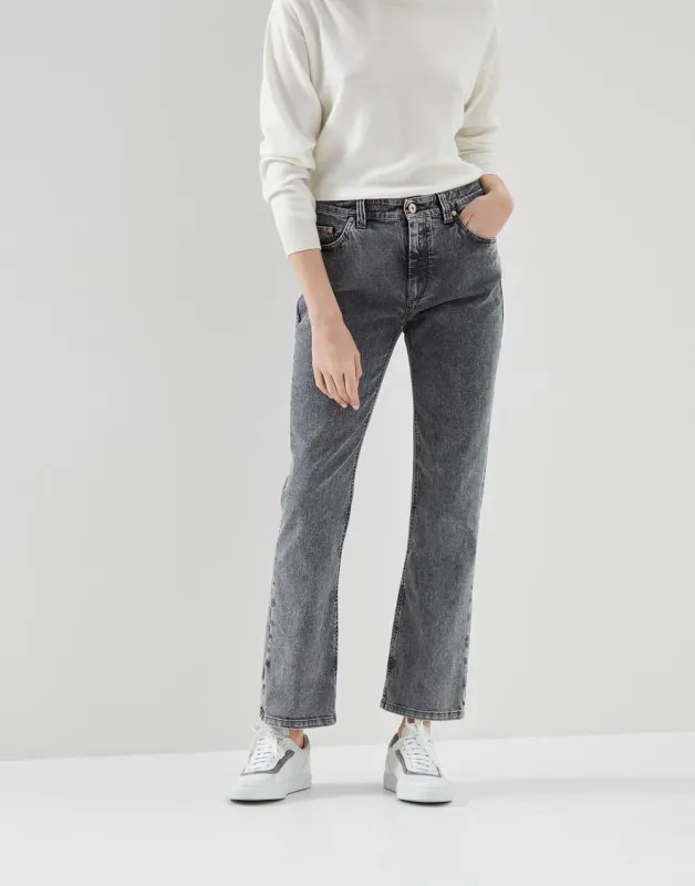 BRUNELLO CUCINELLI WOMEN'S GREY STRAIGHT LEG TROUSERS made by Brunello Cucinelli