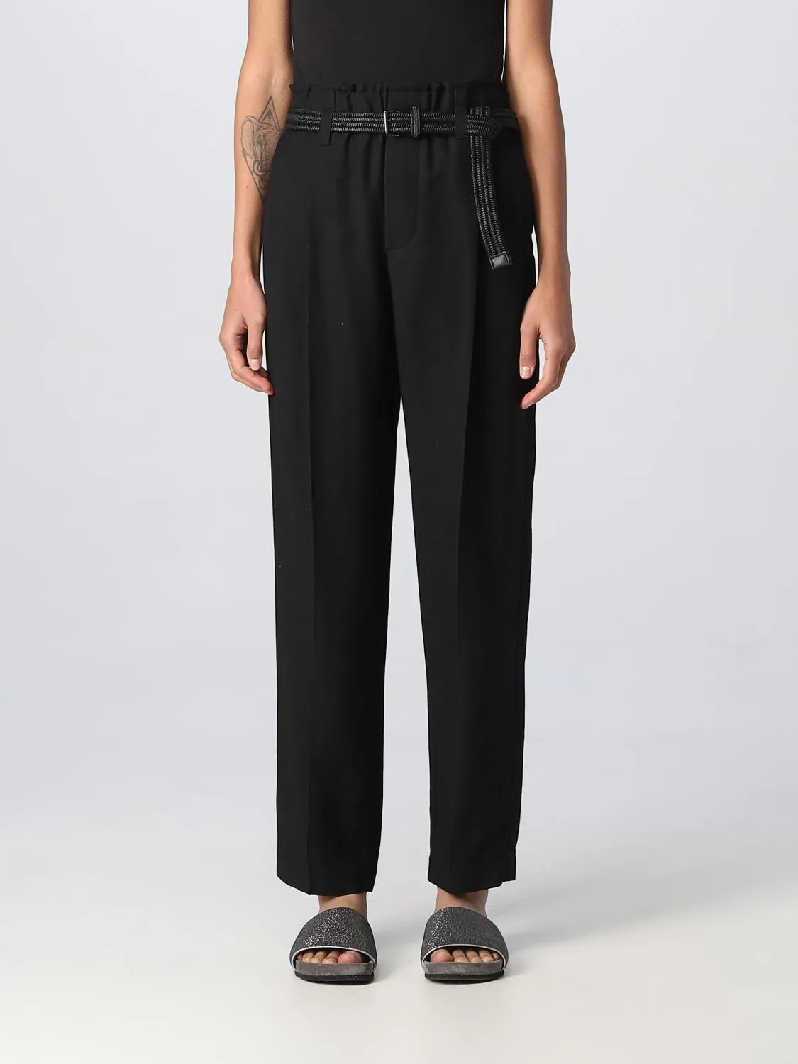 BRUNELLO CUCINELLI WOMEN'S BLACK RELAXED LINEN TROUSERS sold by Lord & Taylor product image thumbnail 4