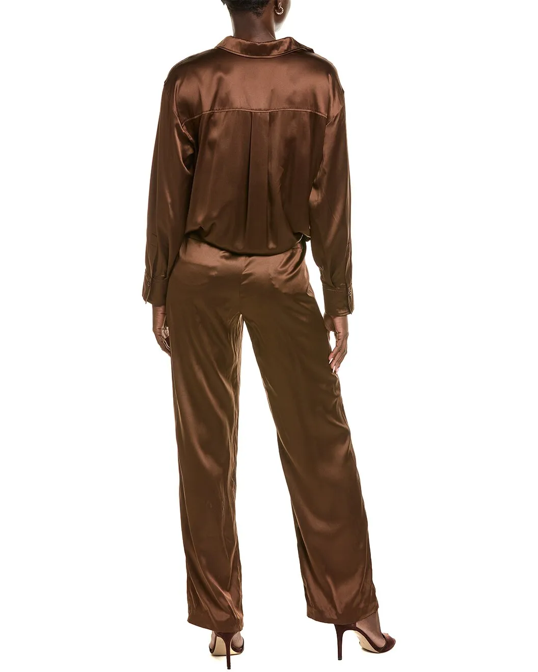 BRUNELLO CUCINELLI WOMEN'S BROWN SATIN WIDE TROUSERS sold by Lord & Taylor product image thumbnail 2