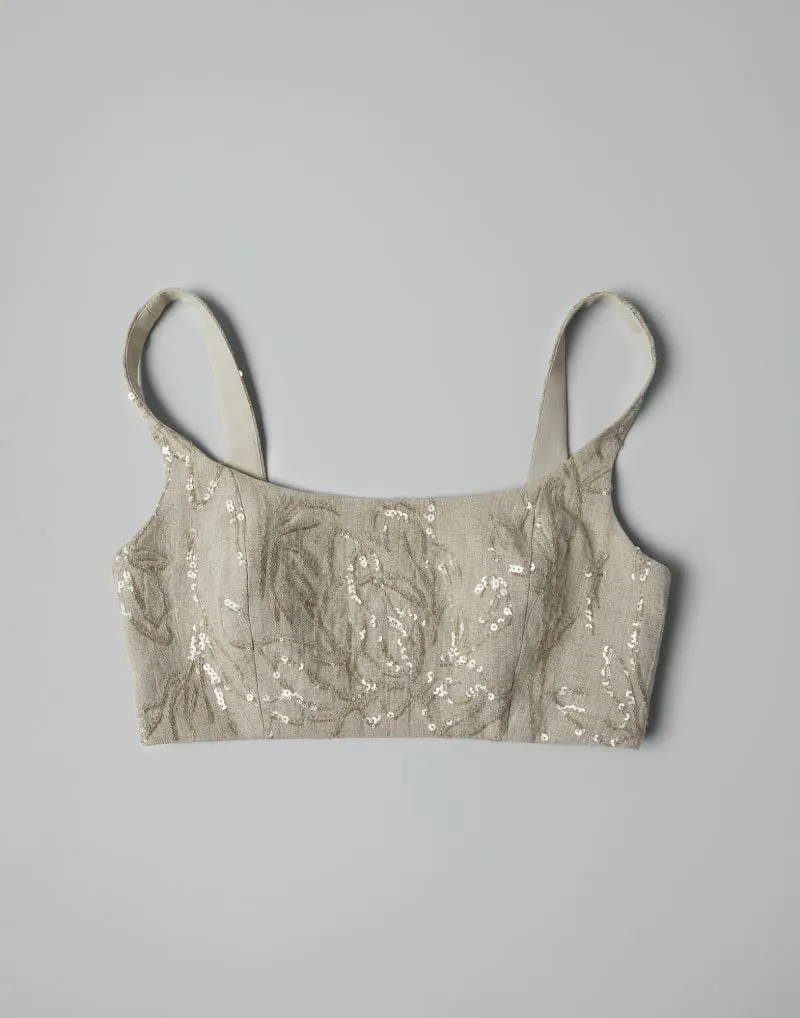 BRUNELLO CUCINELLI WOMEN'S BEIGE LINEN CROPPED TOP sold by Lord & Taylor product image thumbnail 5