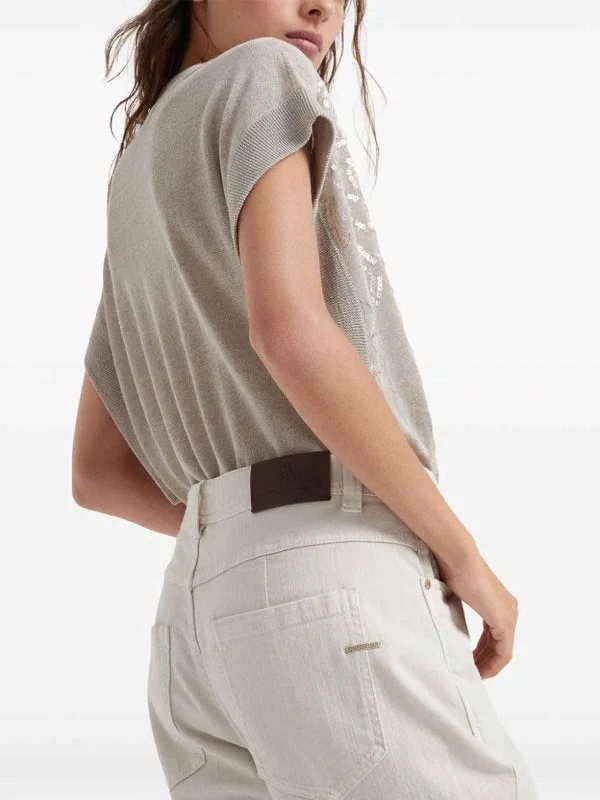 BRUNELLO CUCINELLI WOMEN'S OFF WHITE STRAIGHT LEG TROUSERS sold by Lord & Taylor product image thumbnail 3