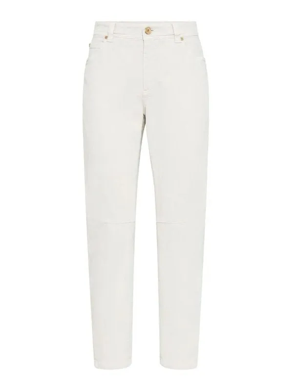 BRUNELLO CUCINELLI WOMEN'S OFF WHITE STRAIGHT LEG TROUSERS made by Brunello Cucinelli