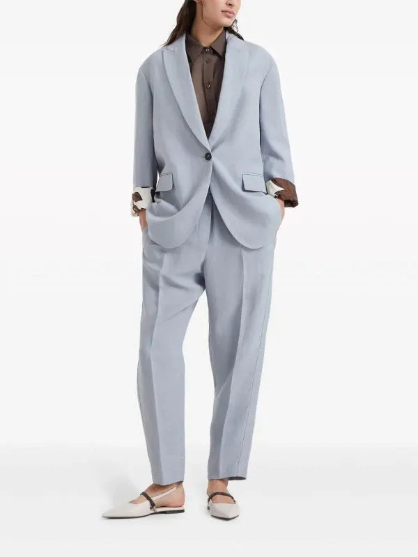 BRUNELLO CUCINELLI WOMEN'S POWDER BLUE LINEN VISCOSE SUIT TROUSERS sold by Lord & Taylor product image thumbnail 3