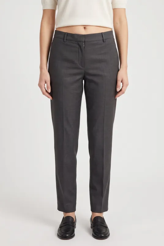 BRUNELLO CUCINELLI WOMEN'S DARK GREY LINEN BLEND TROUSERS made by Brunello Cucinelli