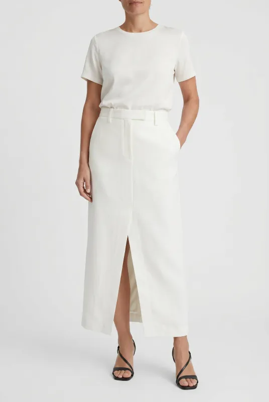 BRUNELLO CUCINELLI WOMEN'S OFF WHITE LINEN BLEND SKIRT made by Brunello Cucinelli
