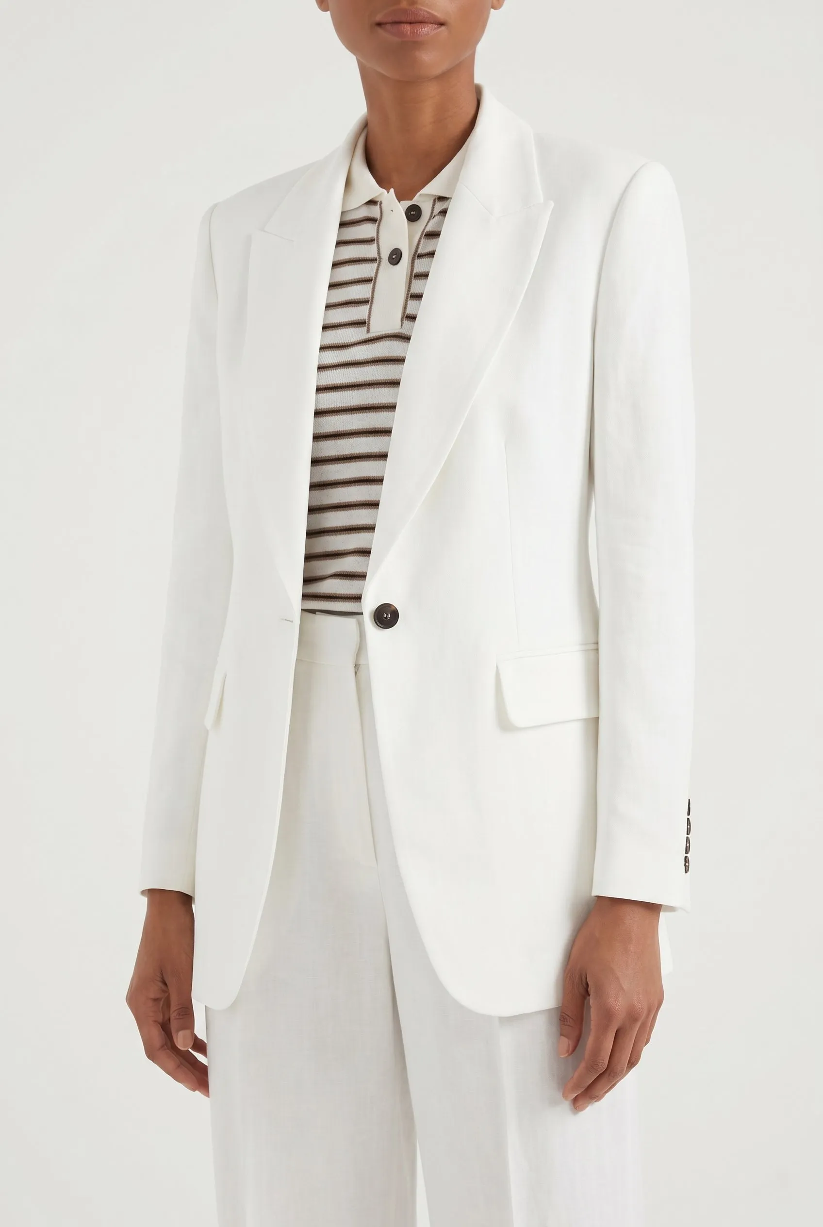 BRUNELLO CUCINELLI WOMEN'S WHITE TAILORED LINEN BLAZER sold by Lord & Taylor