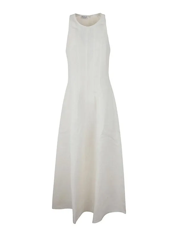 BRUNELLO CUCINELLI WOMEN'S NATURALE LINEN BLEND SLEEVELESS DRESS made by Brunello Cucinelli