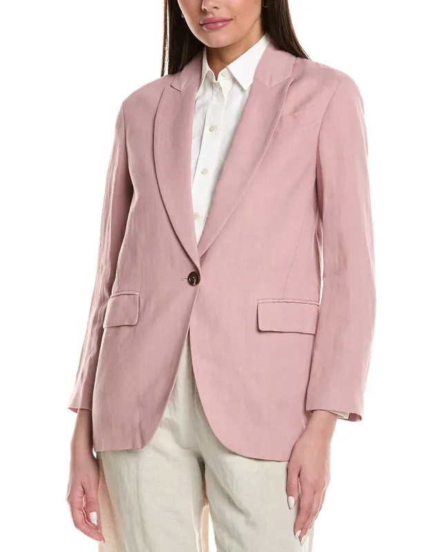 BRUNELLO CUCINELLI WOMEN'S BLUSH TAILORED LINEN BLAZER made by Brunello Cucinelli