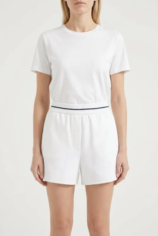 BRUNELLO CUCINELLI WOMEN'S WHITE RELAXED COTTON SHORTS made by Brunello Cucinelli