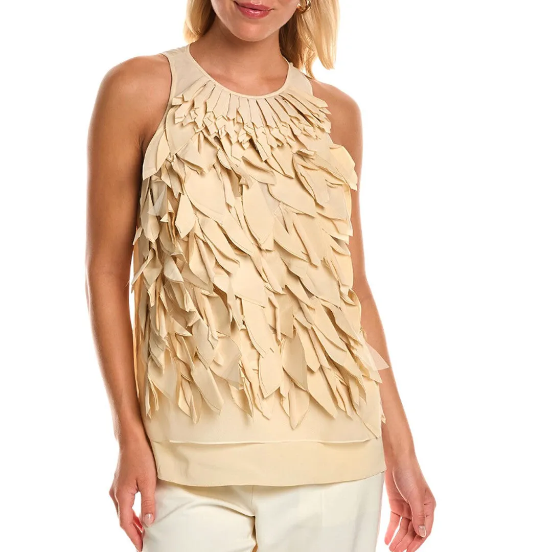 BRUNELLO CUCINELLI WOMEN'S BEIGE SILK SLEEVELESS TOP sold by Lord & Taylor product image thumbnail 5