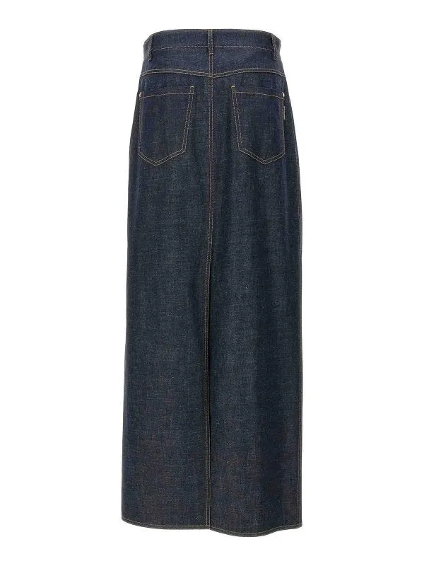 BRUNELLO CUCINELLI WOMEN'S DARK DENIM MIDI SKIRT WITH SLIT sold by Lord & Taylor product image thumbnail 2