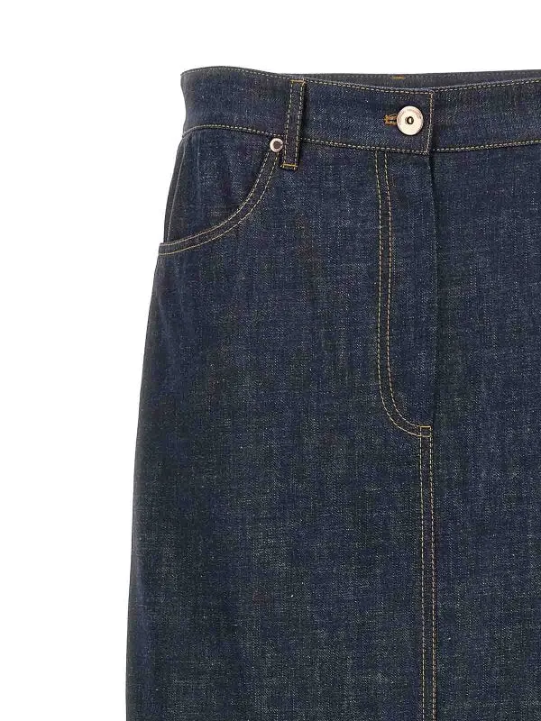 BRUNELLO CUCINELLI WOMEN'S DARK DENIM MIDI SKIRT WITH SLIT sold by Lord & Taylor product image thumbnail 3