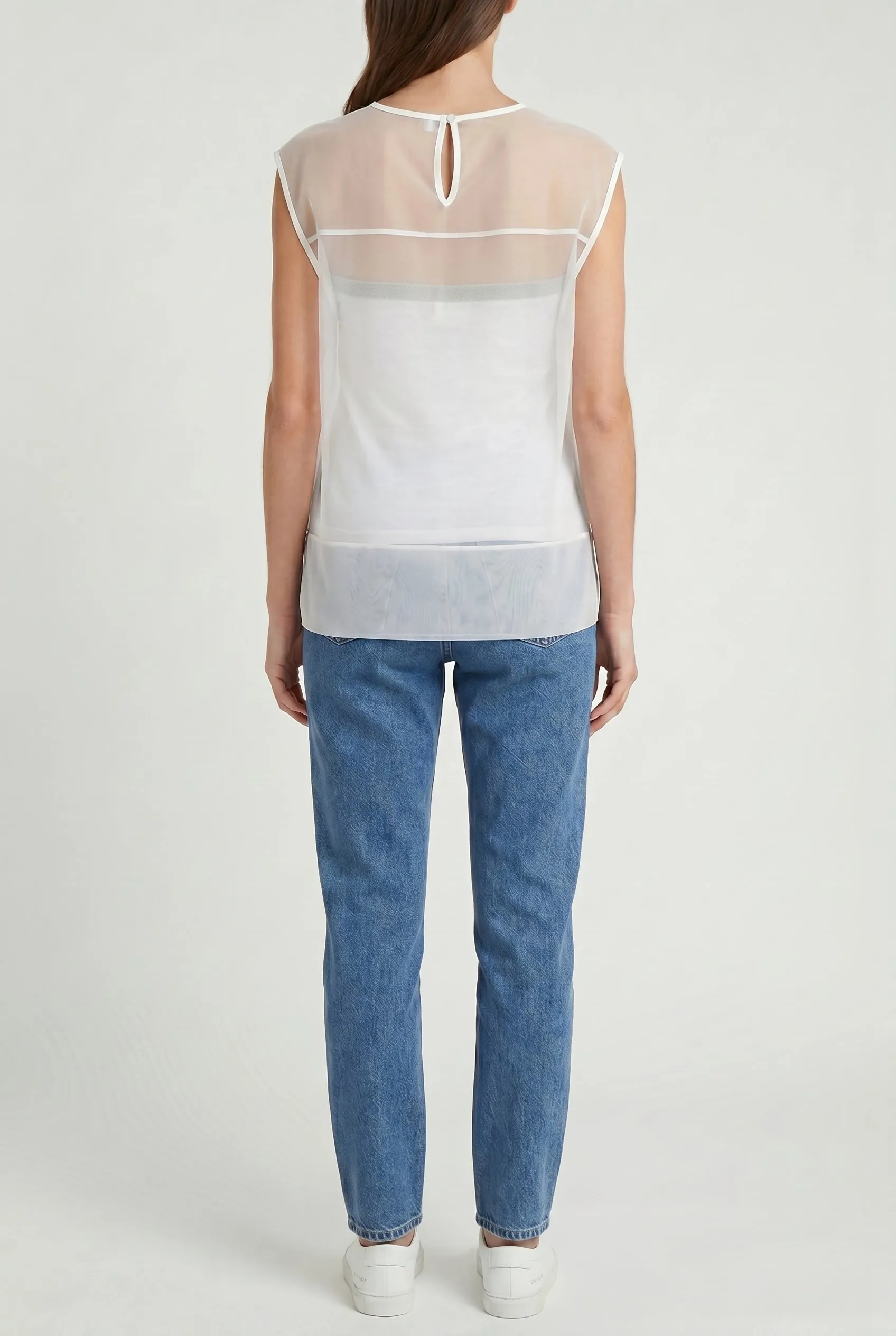 BRUNELLO CUCINELLI WOMEN'S OFF WHITE SILK SLEEVELESS SHIRT sold by Lord & Taylor product image thumbnail 4