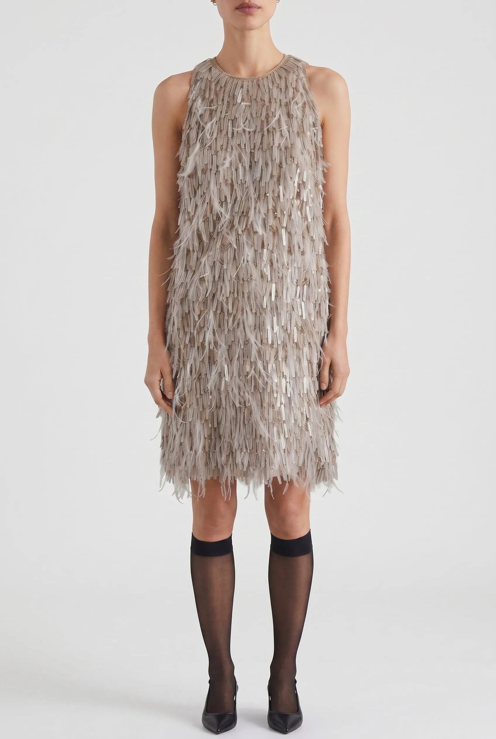 BRUNELLO CUCINELLI WOMEN'S BEIGE SLEEVELESS SHIFT DRESS sold by Lord & Taylor product image thumbnail 4