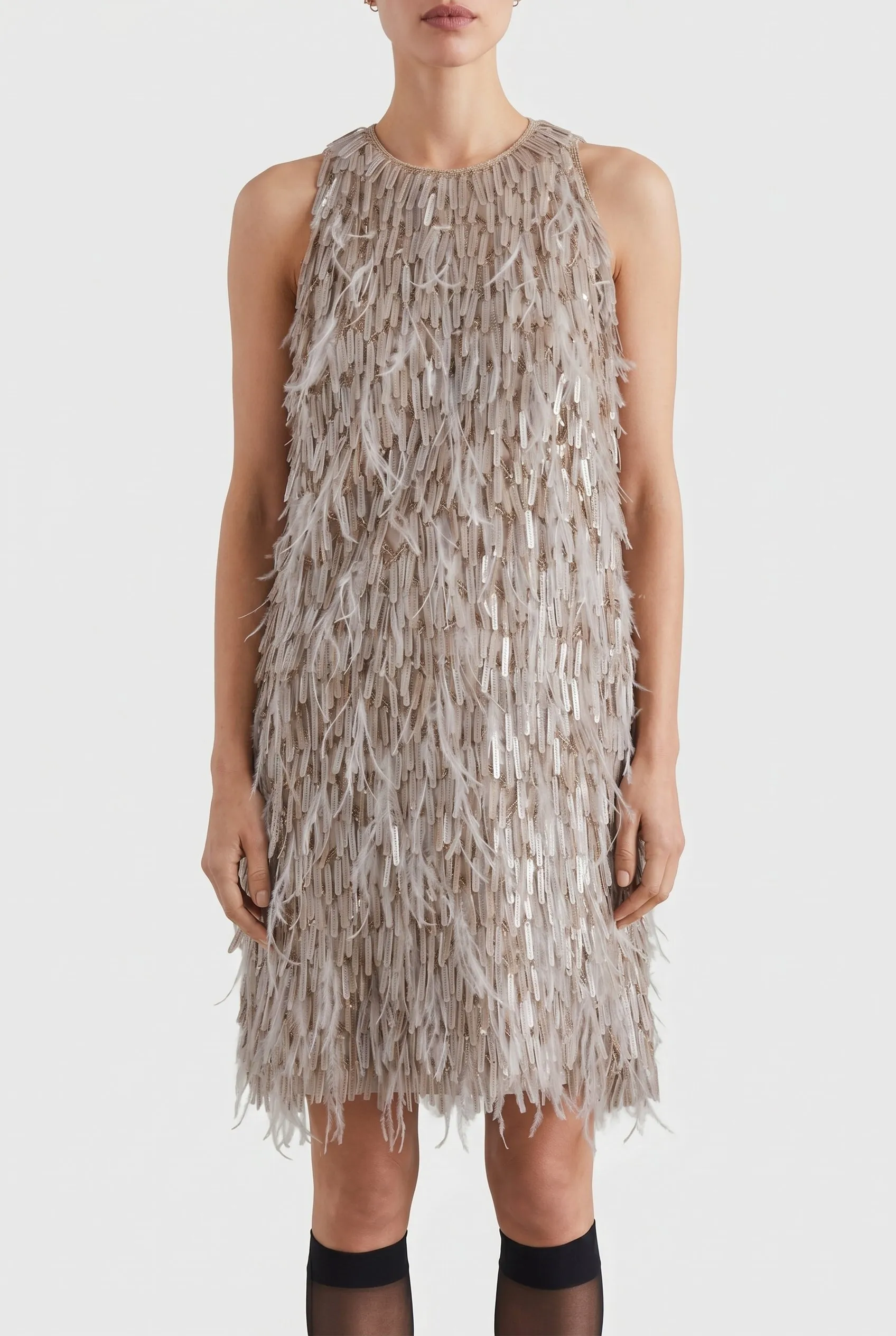 BRUNELLO CUCINELLI WOMEN'S BEIGE SLEEVELESS SHIFT DRESS sold by Lord & Taylor
