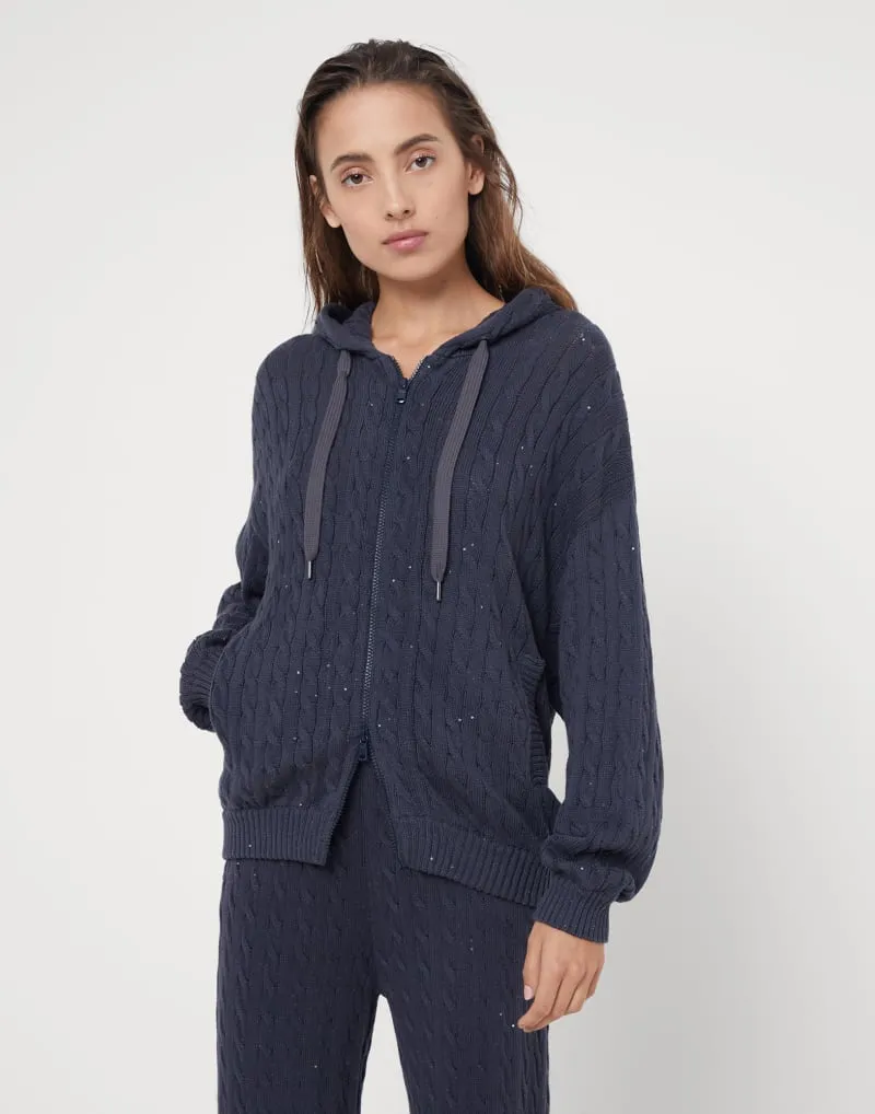 BRUNELLO CUCINELLI WOMEN'S DARK BLUE CABLE KNIT SWEATER sold by Lord & Taylor product image thumbnail 5