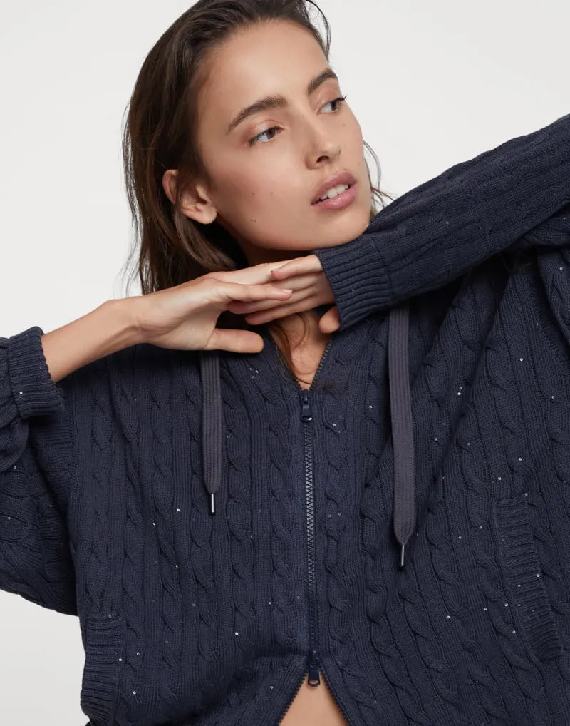 BRUNELLO CUCINELLI WOMEN'S DARK BLUE CABLE KNIT SWEATER sold by Lord & Taylor product image thumbnail 3