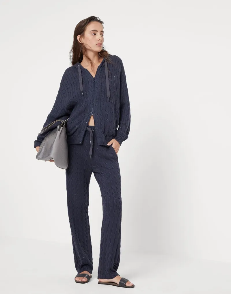 BRUNELLO CUCINELLI WOMEN'S DARK BLUE CABLE KNIT SWEATER sold by Lord & Taylor product image thumbnail 4