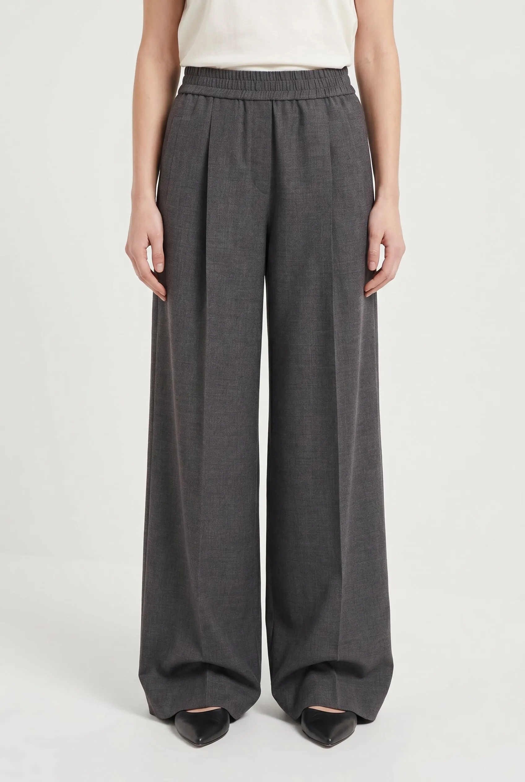 BRUNELLO CUCINELLI WOMEN'S DARK GREY WIDE LEG TROUSERS sold by Lord & Taylor