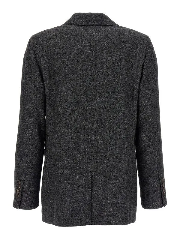 BRUNELLO CUCINELLI WOMEN'S DARK GREY DOUBLE BREASTED BLAZER sold by Lord & Taylor product image thumbnail 5