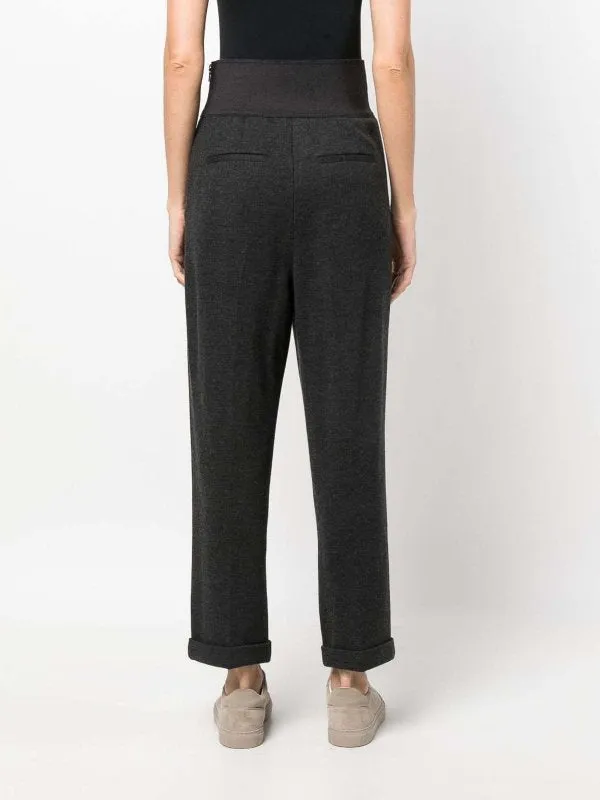 BRUNELLO CUCINELLI WOMEN'S DARK GREY WOOL HIGH WAIST TROUSERS sold by Lord & Taylor product image thumbnail 2