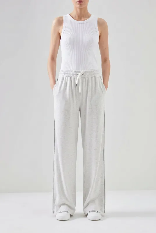 BRUNELLO CUCINELLI WOMEN'S PEARL WHITE SILK BLEND WIDE TROUSERS made by Brunello Cucinelli