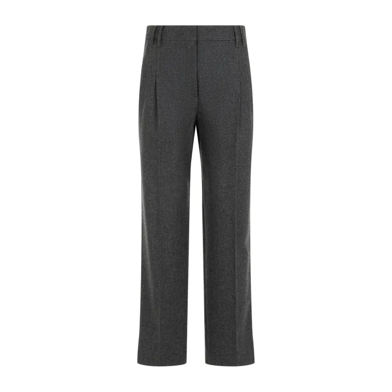 BRUNELLO CUCINELLI WOMEN'S DARK GREY WOOL CASHMERE TROUSERS made by Brunello Cucinelli