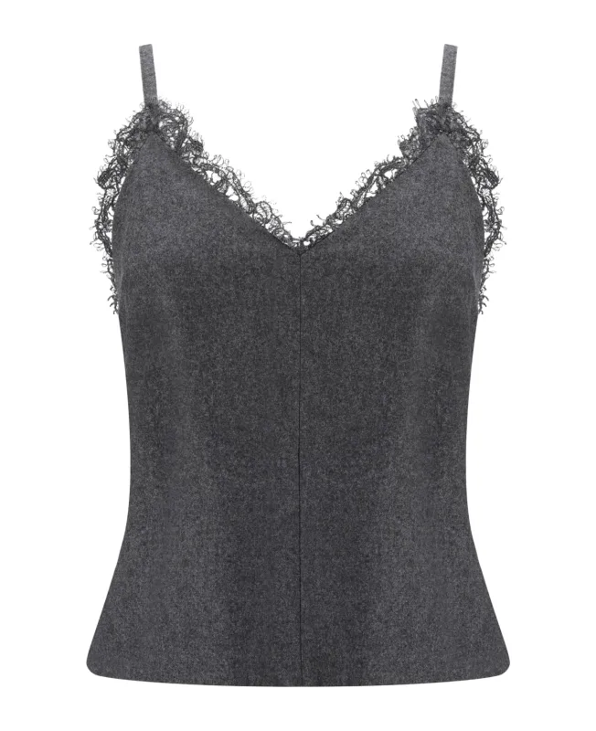 BRUNELLO CUCINELLI WOMEN'S DARK GREY WOOL CAMISOLE SHIRT made by Brunello Cucinelli