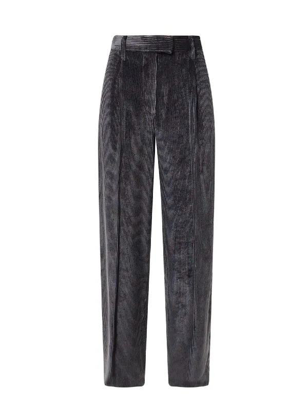 BRUNELLO CUCINELLI WOMEN'S BLACK VELVET TAILORED TROUSERS sold by Lord & Taylor product image thumbnail 3