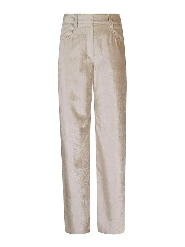 BRUNELLO CUCINELLI WOMEN'S LIGHT BEIGE STRAIGHT TROUSERS made by Brunello Cucinelli