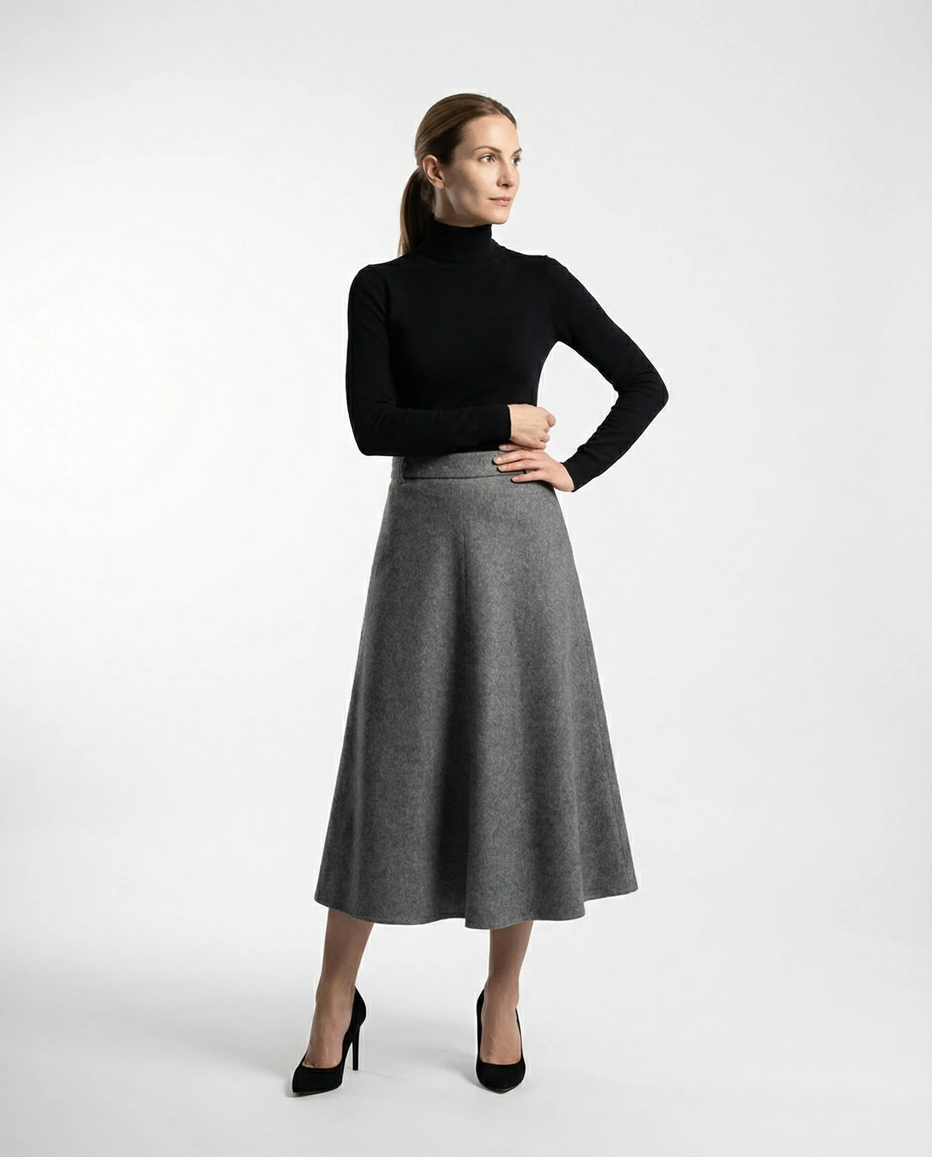 BRUNELLO CUCINELLI WOMEN'S GREY WOOL MIDI SKIRT sold by Lord & Taylor
