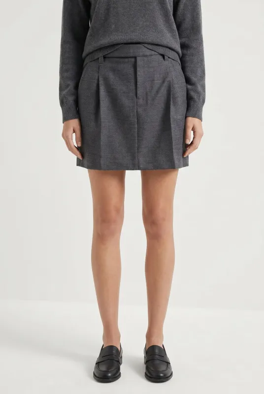 BRUNELLO CUCINELLI WOMEN'S DARK GREY WOOL PLEATED SKIRT made by Brunello Cucinelli